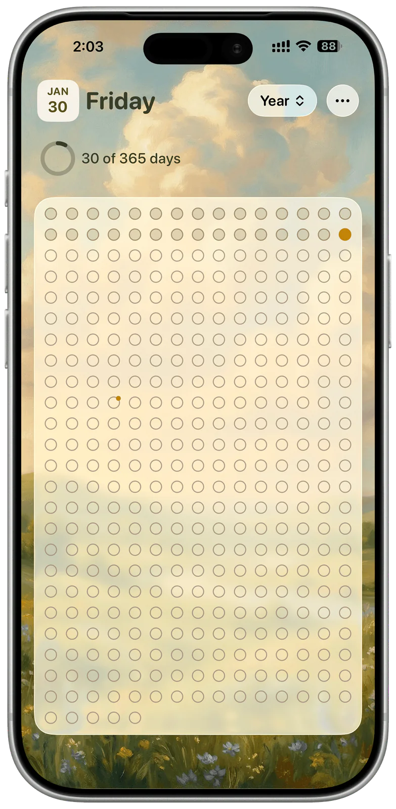 Day 1 iPhone app interface